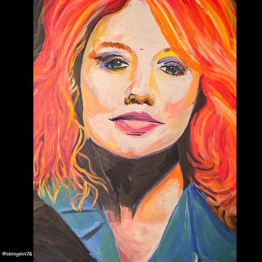 ▪️VTG▪️OOAK 18" X 24" TORI AMOS Artisan Acrylic Painting On Stretched Canvas - Picture 2 of 7